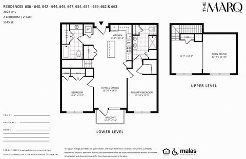Floor plan for 2 beds, 2 baths, 1356 sqft